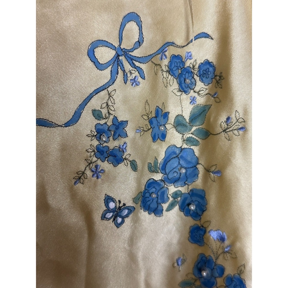 Secret Treasures Yellow Satin Slip Dress Chemise M Fairy Whimsical Nightgown - Picture 5 of 7